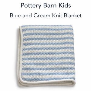 Pottery Barn Kids blue and Cream Knit Blanket